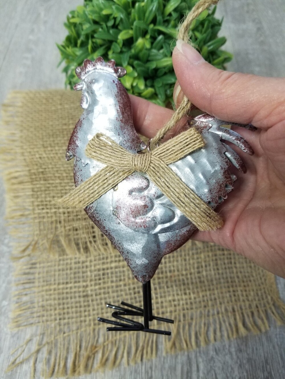 Rustic Metal Rooster Ornament - Picture 5 of 7